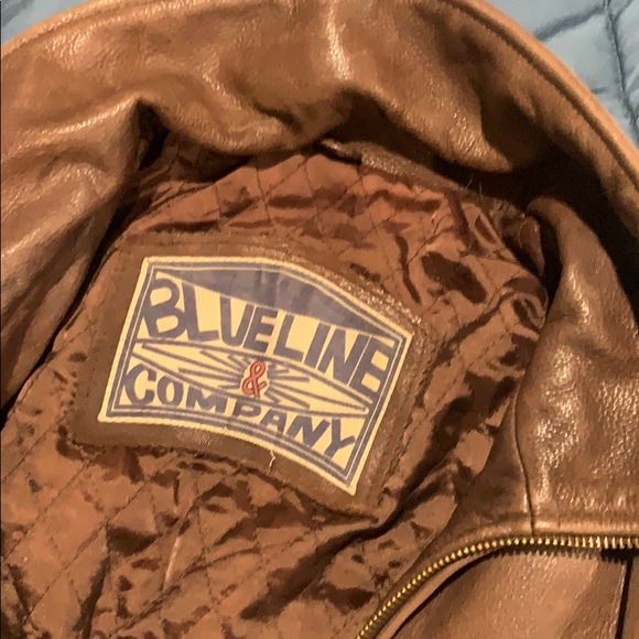 Vintage Retro Blue Line & Co leather jacket mens M - Picture 2 of 7